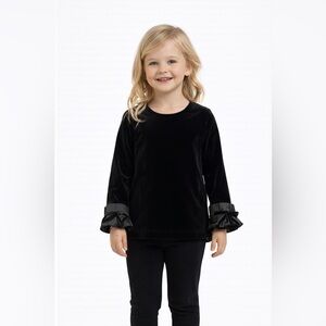 NWT: Black Velvet Top with Bows on Sleeves & Size 4 & 5 years